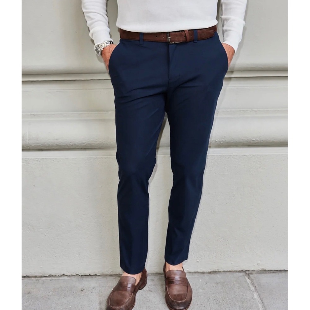 Collars & Co Mens 34x32 Apex Tech Pant Navy Blue 4-Way Stretch Tailored New